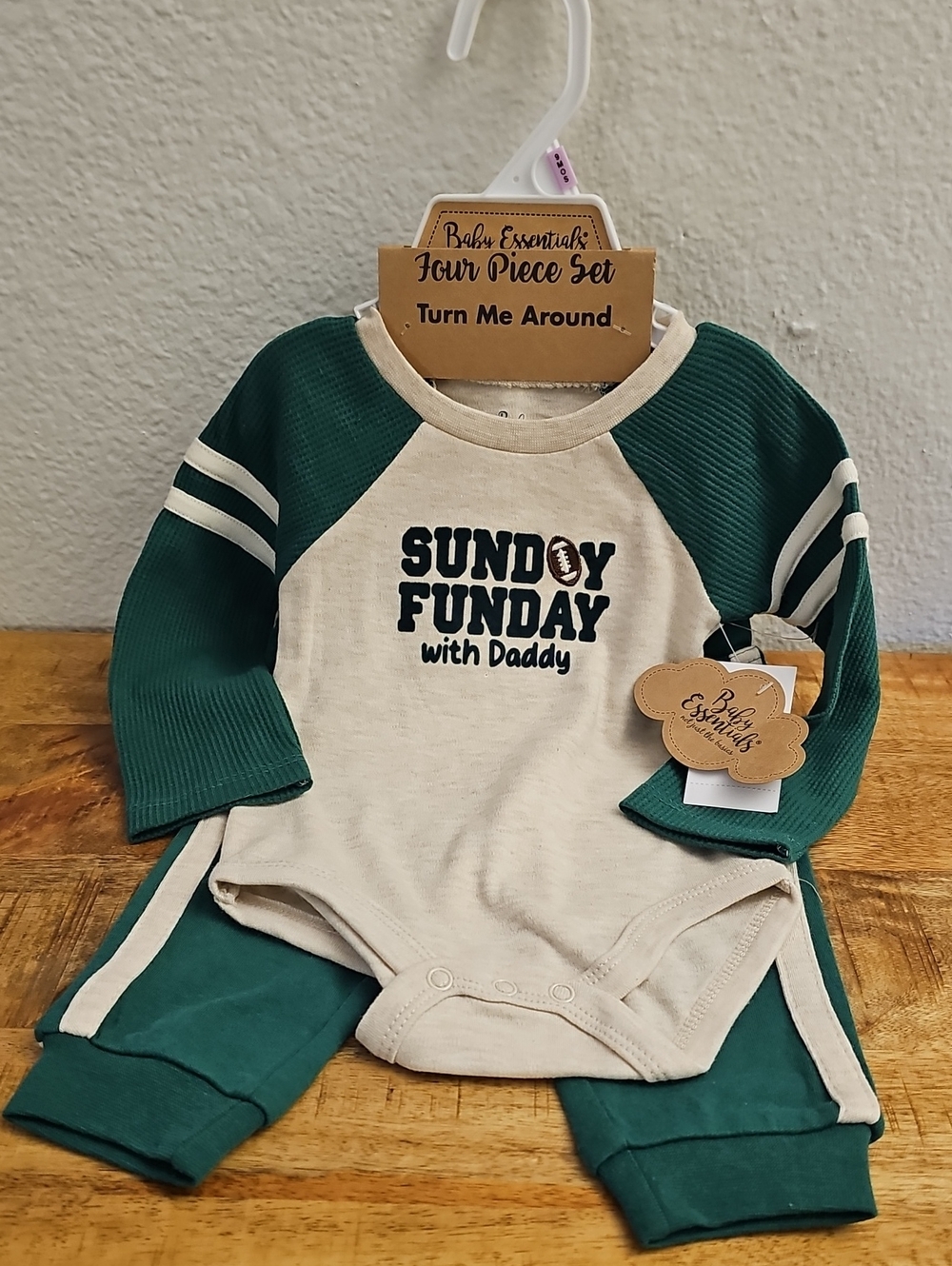 Baby Essentials Cream & Green "Sunday Funday" One-Piece